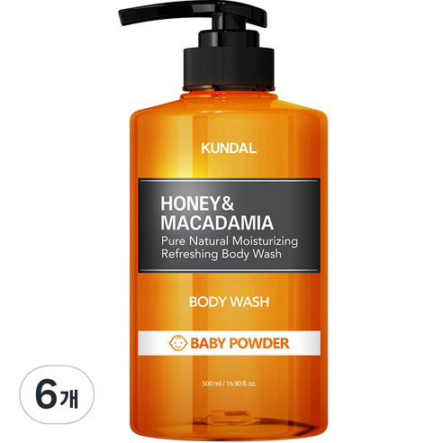 쿤달 퓨어 바디워시 베이비파우더향, 500ml, 6개