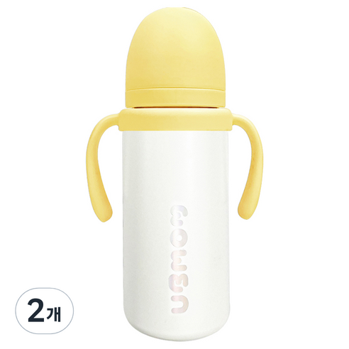 유비맘 유아용 시그니처 보온보냉 스테인리스 빨대컵 330ml, 2개, 바나나