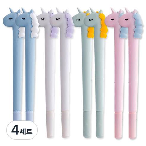 OON 라이크 유니콘 펜 4종 x 2p 세트 검은색심 0.5mm, 혼합색상, 4세트