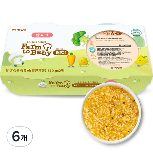 팜투베이비 레디 실온이유식 완료기 닭가슴살청경채진밥, 혼합맛 (닭가슴살/청경채), 220g, 6개