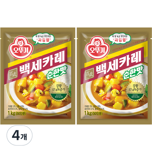 오뚜기 백세카레 순한맛, 1kg, 4개