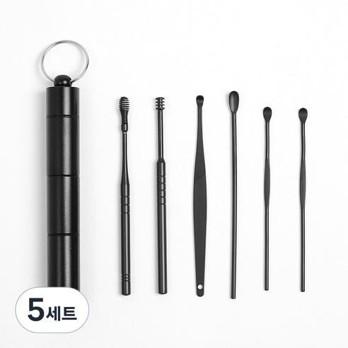 휴대용 귀이개 6종 세트 블랙, 5세트