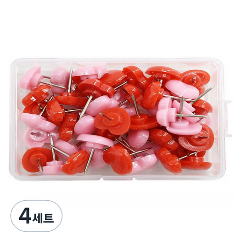 문구담 귀여운 하트모양 압정 50p 세트 핑크레드, 4세트