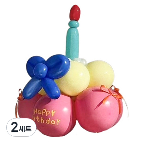 윰스 DIY 생일파티 풍선 모자 + 펌프 세트, 혼합색상, 2세트