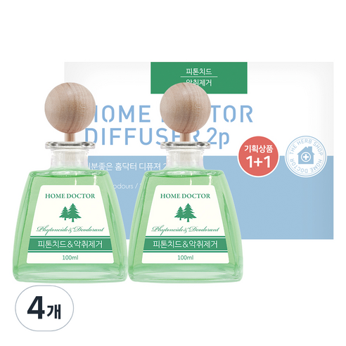 더허브샵 기분좋은 홈닥터 디퓨저, 피톤치드 앤 악취제거, 100ml, 4개