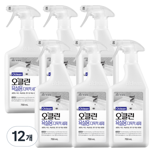 오클린 욕실용 다목적 세제 용기, 750ml, 12개