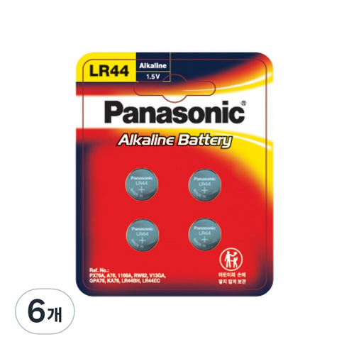 파나소닉 알카라인 코인형 건전지 LR44, 4개입, 6개