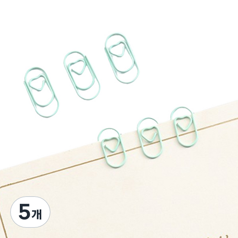 마켓감성 작은 하트 클립 민트, 50개입, 5개