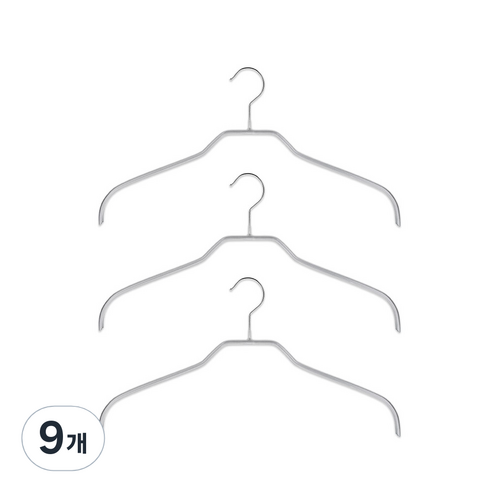 마와 논슬립 옷걸이 실루엣 넥 41F, 9개, 실버