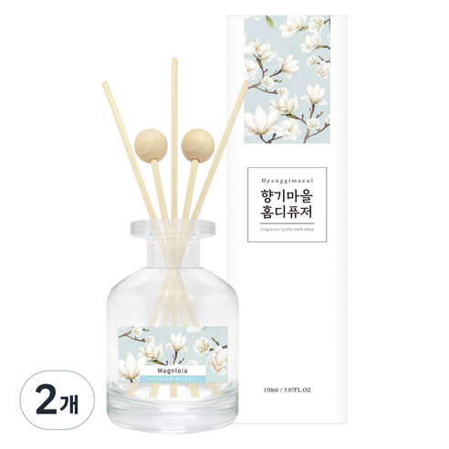 향기마을 실내용 홈 디퓨저 150ml, 목련, 2개