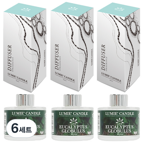 르미에 식물성 주정 디퓨저 100ml x 3p + 리드스틱 5p x 3개 세트, 유칼립투스, 6세트