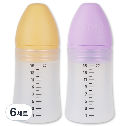 지엠팜 쏘옥 실리콘 투약병 퍼플+옐로우 2종 세트 15ml, 6세트