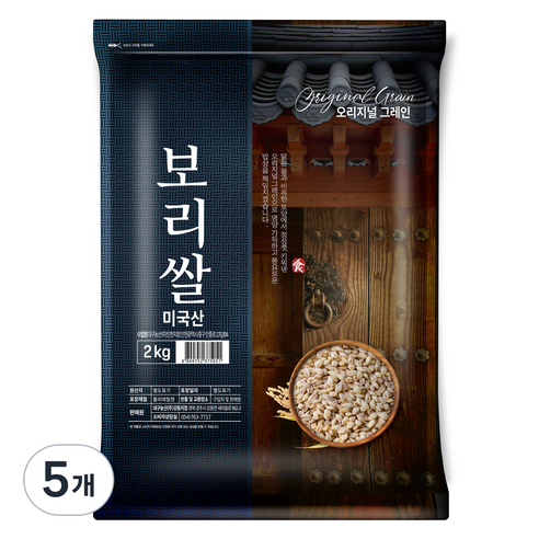 오리지널그레인 미국산 보리쌀, 2kg, 5개
