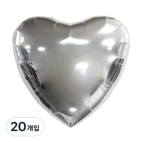 파티팡 하트은박 풍선 46cm, 실버, 20개입