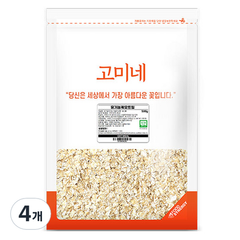 고미네 유기농 퀵 오트밀, 500g, 4개