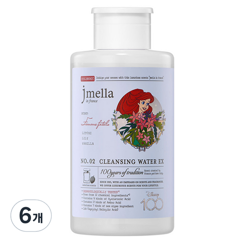 제이멜라 디즈니 100주년 에디션 인 프랑스 팜므파탈 클렌징 워터, 500ml, 6개
