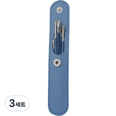 봄봄리빙 스테인리스 귀이개 열쇠고리 6종 세트 블루, 3세트
