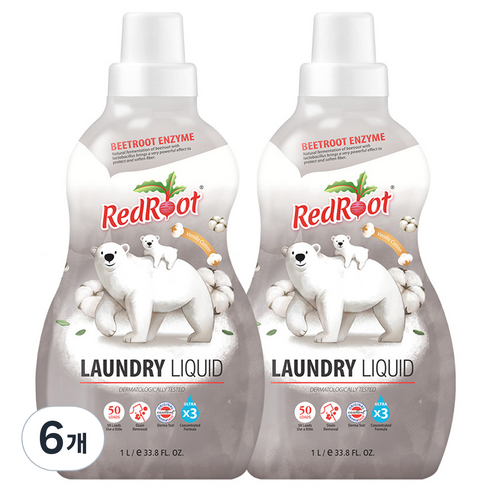 레드루트 유아용 세탁세제 바닐라코튼향, 1L, 6개