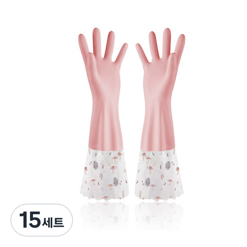 마켓감성 포근 주방 다용도 고무장갑 M, 타입7, 15세트, 중(M)