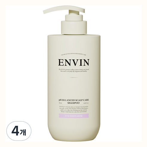 앙방 약산성 두피케어 샴푸 화이트 머스크향, 500ml, 4개