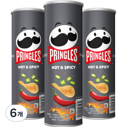 켈로그 프링글스 매운맛, 110g, 6개