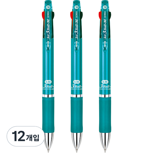 자바펜 제트 3볼 M 0.38mm 멀티펜, 민트, 12개
