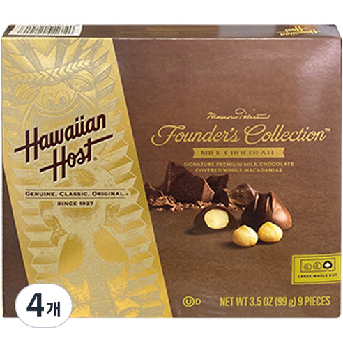 하와이안 호스트 파운더스 컬렉션 밀크 초콜렛, 4개, 99g