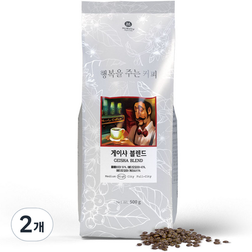 맥널티커피 게이샤 블렌드 커피 원두, 홀빈(분쇄안함), 500g, 2개