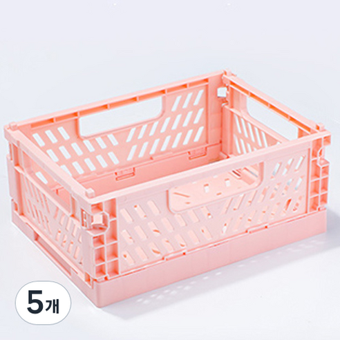 다용도 수납 정리함 폴딩박스 M, 핑크, 5개