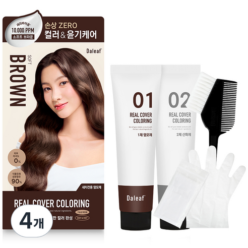 달리프 세라바이옴 리얼 커버 새치전용 염모제 120g, 소프트브라운, 4개