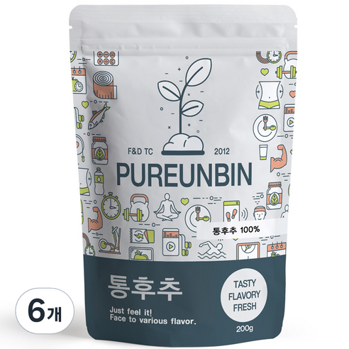 푸른빈 통 흑후추, 200g, 6개