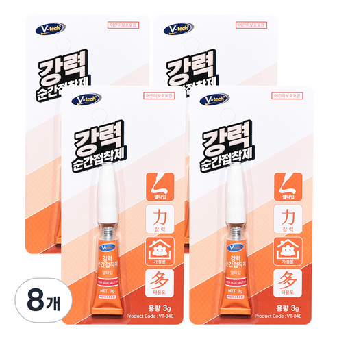 Vtech 강력 순간 접착제 젤타입 3g, 8개