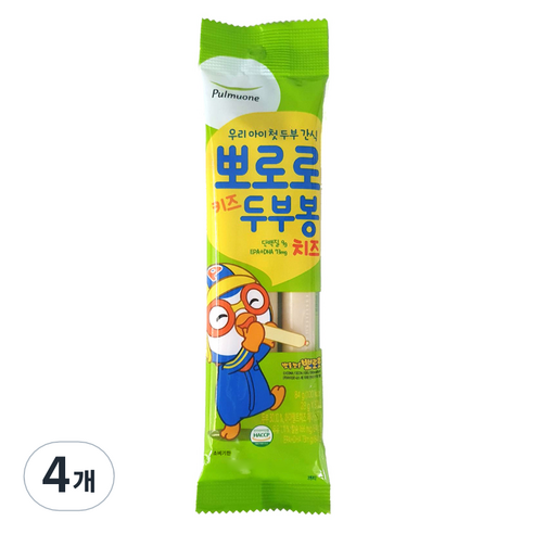 풀무원 아동용 뽀로로 키즈 두부봉 치즈 3p, 84g, 4개