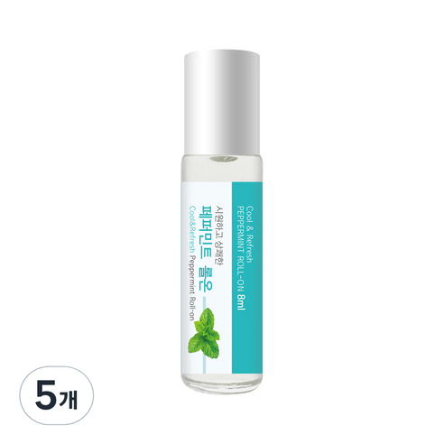 더허브샵 아로마 롤온 오일 페퍼민트, 8ml, 5개
