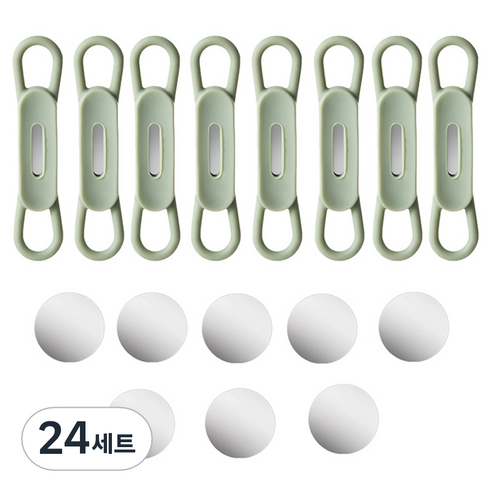 마다꾸미 실리콘 자석 마그네틱 펜 현관 키 홀더 + 자석스티커 세트, 그린(펜 홀더), 24세트