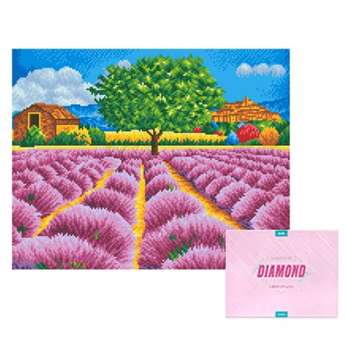디클레어 액자 캔버스형 보석십자수 DIY 키트 40 x 50 cm, 1세트, 라벤더 향기