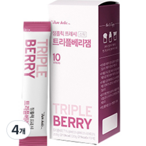 잼홀릭 프레시 트리플베리 스틱잼 10p, 4개, 200g