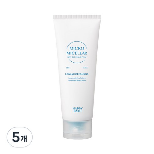 해피바스 마이크로미셀라 약산성 딥 클렌징 폼, 150g, 5개