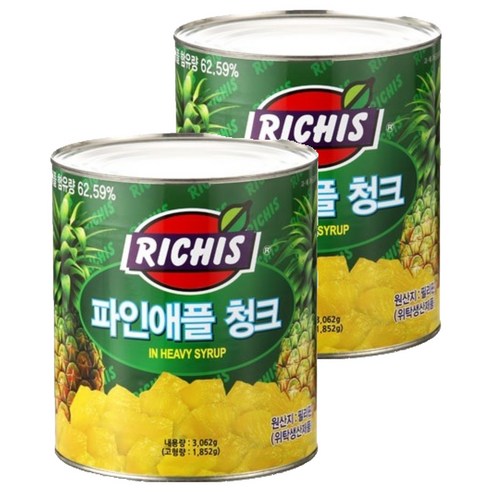 (주)동서 파인애플청크 캔, 3.062kg, 2개