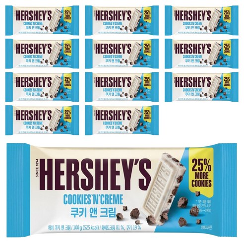 롯데제과 허쉬 쿠키 앤 크림 초콜릿, 100g, 12개