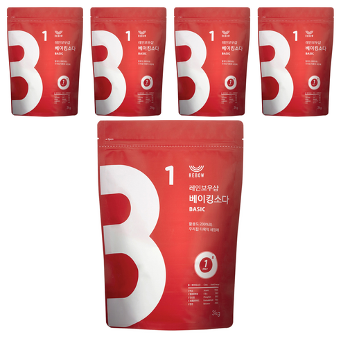 레인보우샵 베이킹소다 베이직, 3kg, 5개