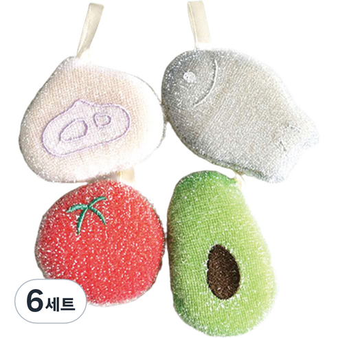 hillo 이지 아크릴 스펀지 수세미 농장, 4개입, 6세트