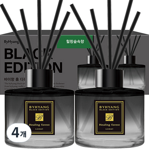 바이향 블랙에디션 홈 디퓨저 120ml x 2p, 힐링숲속향, 4개