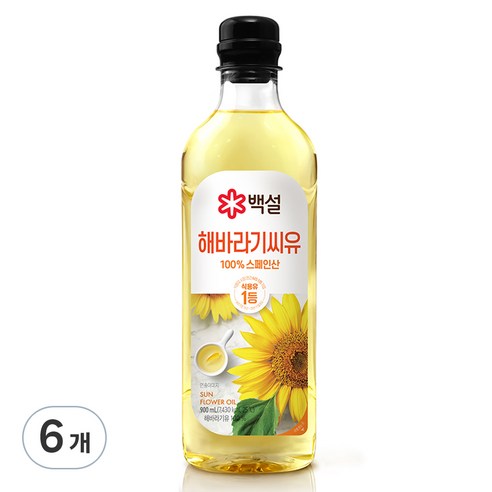 백설 해바라기유, 900ml, 6개