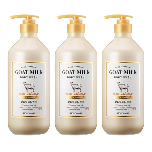 샤워메이트 산양유 바디워시 마누카허니향, 800ml, 3개