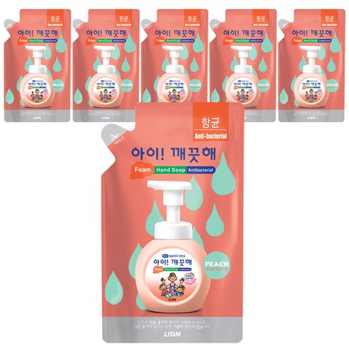 아이깨끗해 향균 거품 핸드 솝리필 모이스처라이징 복숭아향, 200ml, 6개