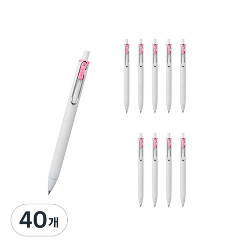 유니볼 원 중성 잉크펜 0.38mm, 라이트핑크, 40개