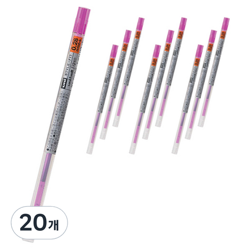 유니볼 시그노 스타일핏트 젤잉크 리필심 0.28mm UMR-109, 핑크, 20개
