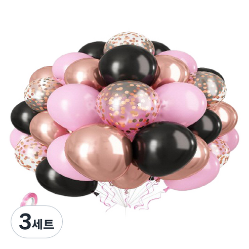 만들하비 컨페티 풍선 30p 세트, 블랙핑크(랜덤발송), 3세트