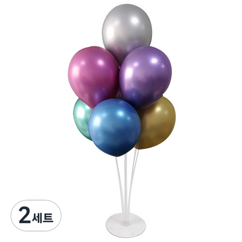 와우파티코리아 풍선꽂이 세트, 크롬 혼합2, 2세트
